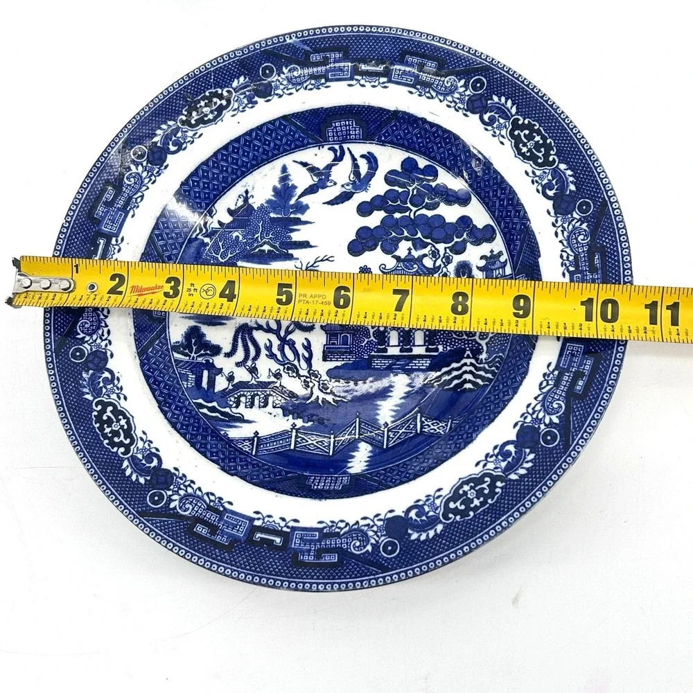 Bisto England Blue Willow Transferware Dinner Plate Antique Chinoiserie 10.5 